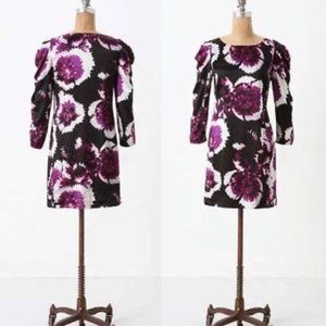 Anthropologie Leifsdottir Belvedere Silk Sheath Dress Purple Black Floral Sz 6